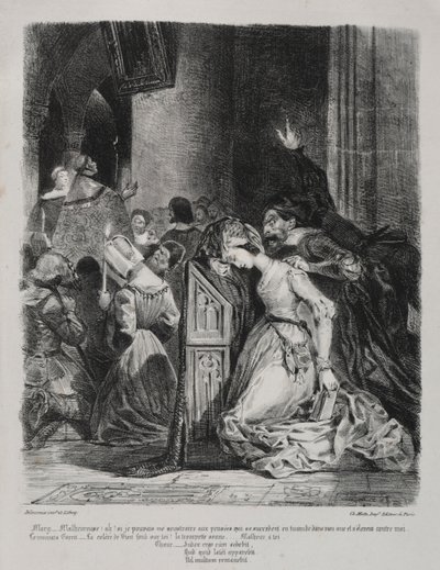 Illustraties voor Faust: Marguerite in de Kerk, 1828 door Ferdinand Victor Eugene Delacroix