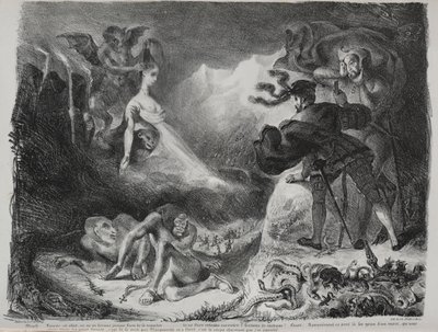 Illustraties voor Faust: Marguerites schaduw verschijnt aan Faust, 1828 door Ferdinand Victor Eugene Delacroix