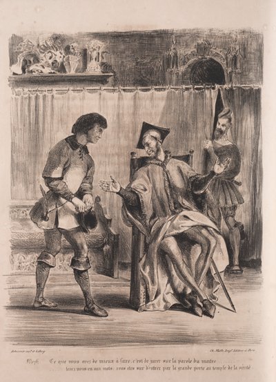Illustraties voor Faust: Méphistophélé ontvangt de scholier, 1828 door Ferdinand Victor Eugene Delacroix