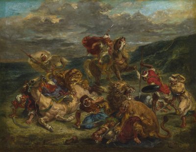 Leeuwenjacht, 1860-61 door Ferdinand Victor Eugene Delacroix