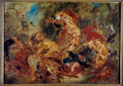 Leeuwenjacht door Ferdinand Victor Eugene Delacroix