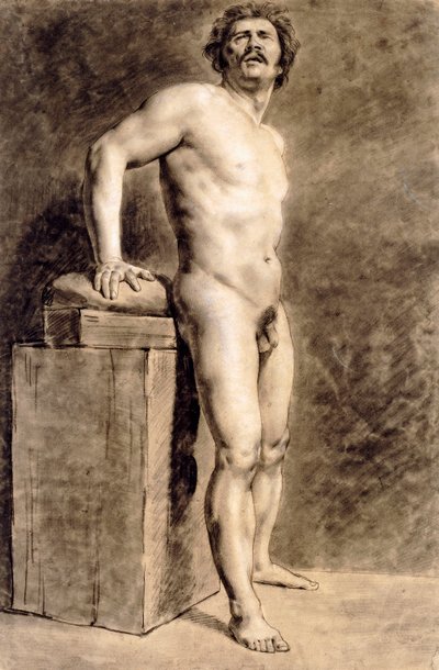 Mannelijk Academisch Figuur, Waarschijnlijk Pools, Staand door Ferdinand Victor Eugene Delacroix