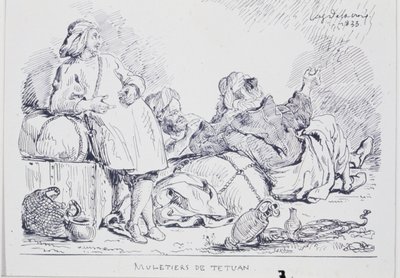 Muledrijvers uit Tetuán, 1833 door Ferdinand Victor Eugene Delacroix
