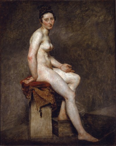 Naakte zittende zegt Miss Rose door Ferdinand Victor Eugene Delacroix