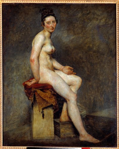 Naakte zittende genaamd Miss Rose. Schilderij door Eugene Delacroix (1798-1863) door Ferdinand Victor Eugene Delacroix