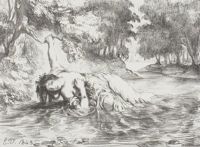De Dood van Ophelia door Ferdinand Victor Eugene Delacroix