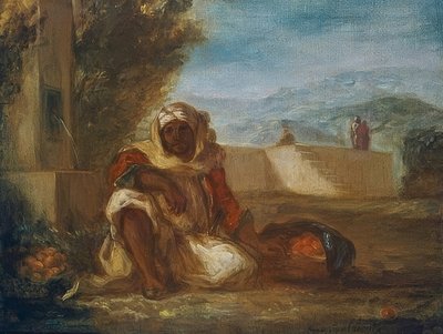 Sinaasappelverkoper in Marokko door Ferdinand Victor Eugene Delacroix