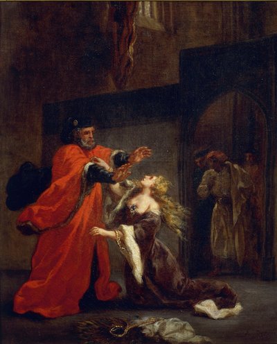 Othello, Act I, Scene 3: Desdemona aan de voeten van haar vader, 1852 door Ferdinand Victor Eugene Delacroix