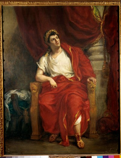 Portret van komiek Francois-Joseph Talma als Nero in het stuk Britannicus van Jean Racine door Ferdinand Victor Eugene Delacroix