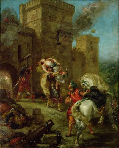 Rebecca ontvoerd door de Tempelier, Sir Brian de Bois-Guilbert door Ferdinand Victor Eugene Delacroix