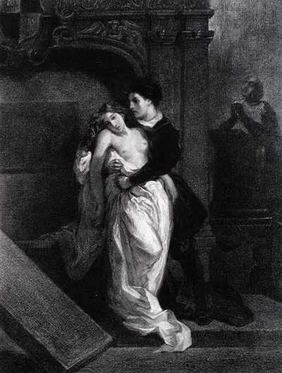 Romeo en Julia (gravure) door Ferdinand Victor Eugene Delacroix