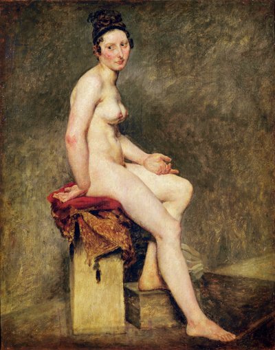 Zittende Naakt, Mademoiselle Rose door Ferdinand Victor Eugene Delacroix