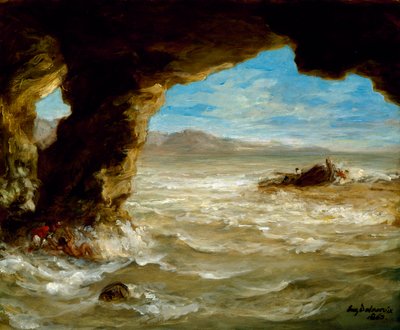 Schipbreuk aan de Kust door Ferdinand Victor Eugene Delacroix