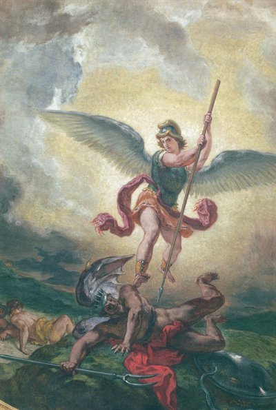 St. Michael vecht tegen de draak (detail) door Ferdinand Victor Eugene Delacroix