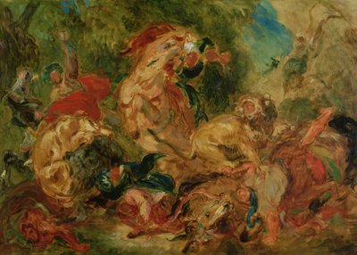 Studie voor De Leeuwenjacht, 1854 door Ferdinand Victor Eugene Delacroix