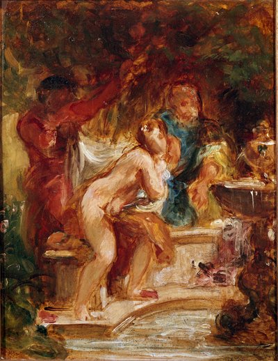 Suzanne in bad door Ferdinand Victor Eugene Delacroix