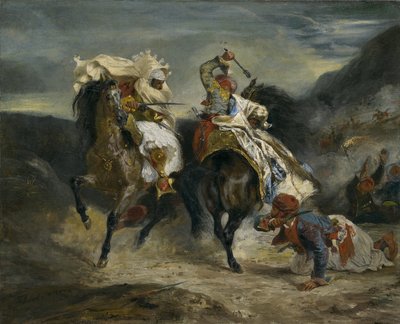 Het gevecht van de Giaour en Hassan, 1826 door Ferdinand Victor Eugene Delacroix