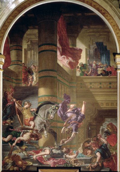 De verdrijving van Heliodorus uit de tempel, 1853-63 door Ferdinand Victor Eugene Delacroix