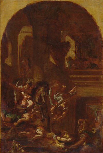 De verdrijving van Heliodorus uit de tempel door Ferdinand Victor Eugene Delacroix