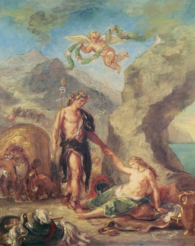 De Vier Seizoenen. Herfst: Bacchus en Ariadne, 1862 door Ferdinand Victor Eugene Delacroix
