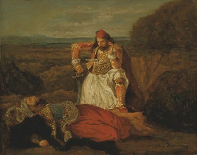 De Giaour die de dode Hassan aanschouwt, ca. 1829 door Ferdinand Victor Eugene Delacroix