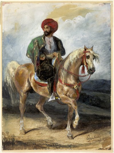 De Turkse Ruiter, ca. 1834 (gouache en aquarel op papier) door Ferdinand Victor Eugene Delacroix