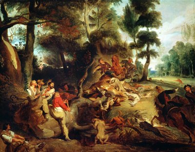 De Wilde Zwijnenjacht, naar een schilderij van Rubens, c.1840-50 door Ferdinand Victor Eugene Delacroix