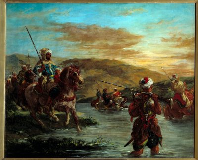 De oversteek van een doorwaadbare plaats in Marokko door Ferdinand Victor Eugene Delacroix