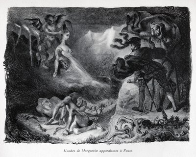 De schaduw van Gretschen verschijnt bij Faust door Ferdinand Victor Eugene Delacroix