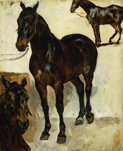 Drie studies van paarden, c.1823 door Ferdinand Victor Eugene Delacroix