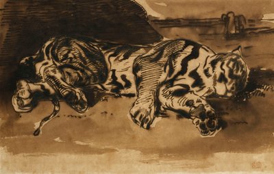 Tijger Liggend, 1858 door Ferdinand Victor Eugene Delacroix