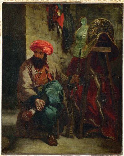 Turk met zadel ... door Ferdinand Victor Eugene Delacroix