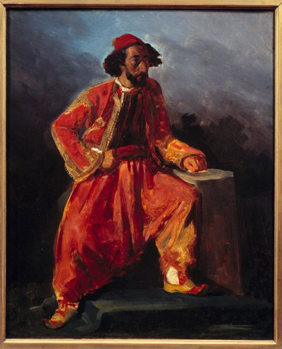 Turkse zitting. Vermoedelijk portret van Paul Barroilhet (1805 - 1871) lyrische artiest door Ferdinand Victor Eugene Delacroix