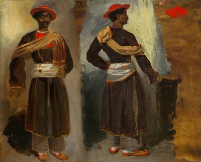 Twee studies van een staande Indiër uit Calcutta door Ferdinand Victor Eugene Delacroix