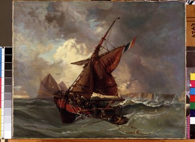 Een schip in de storm door Ferdinand Victor Eugene Delacroix