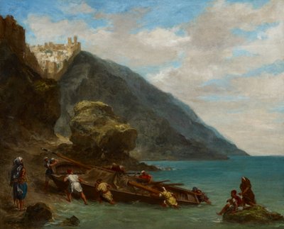 Uitzicht op Tanger vanaf de kust door Ferdinand Victor Eugene Delacroix