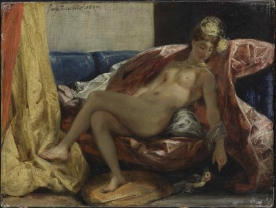 Vrouw met een papegaai, tussen 1826 en 1828 door Ferdinand Victor Eugene Delacroix