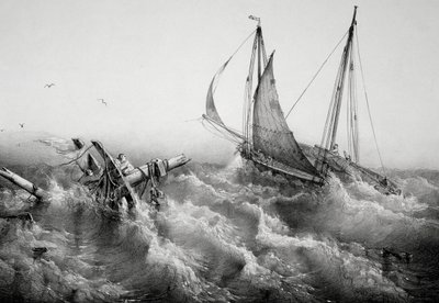 Na de storm, Door Ferdinand Perrot (1808-1841), Lithografie door Ferdinand Victor Perrot