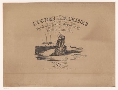 Omslag voor prenten van studies van schepen door Ferdinand Victor Perrot