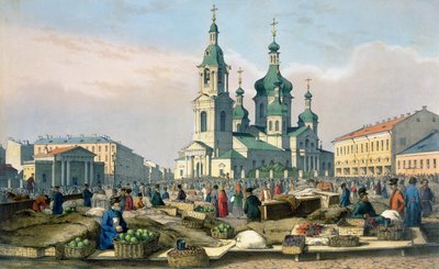 Het Hooi Plein in Sint-Petersburg, ca.1840 door Ferdinand Victor Perrot