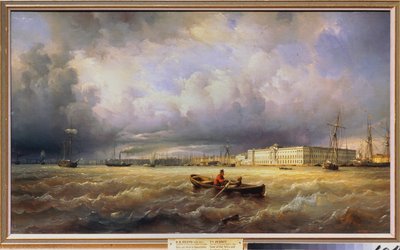 Uitzicht op de Academie voor Schone Kunsten vanaf de Neva in Sint-Petersburg door Ferdinand Victor Perrot