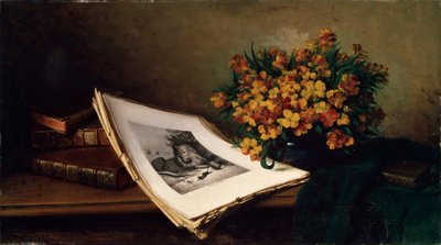 Stilleven met een lithografie, 19e eeuw door Ferdinand Wagner the elder