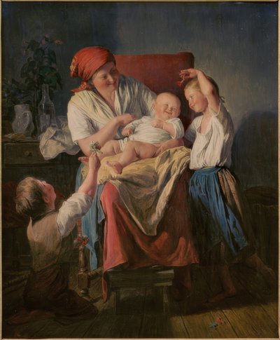 Moedergeluk door Ferdinand Waldmüller