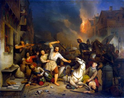 Franse Furie in Antwerpen door Ferdinand de Braekeleer the Elder