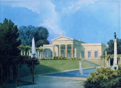Zicht op Charlottenhof vanuit de tuin, 1855 door Ferdinand von Arnim