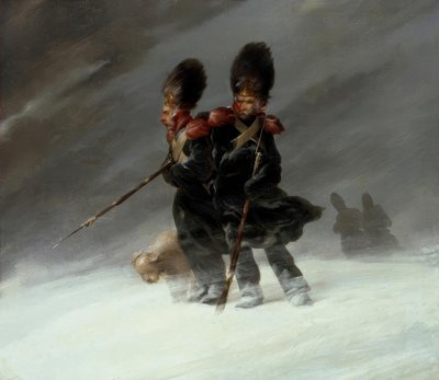 Grenadiers in de sneeuw door Louis Ferdinand von Rayski