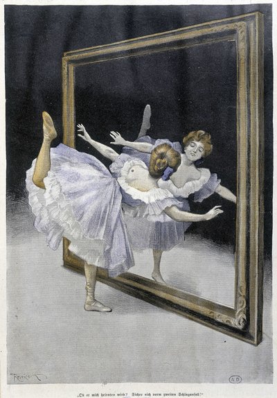 Klassieke dans: danser doet oefeningen voor een spiegel - n.d., Duitse doc. door Ferdinand von Reznicek