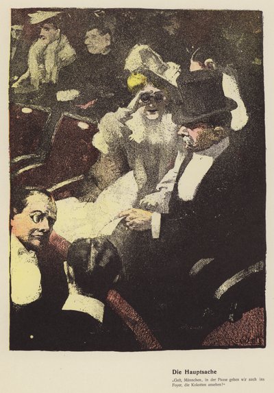 Vrouw die door een operakijker in het theater kijkt door Ferdinand von Reznicek