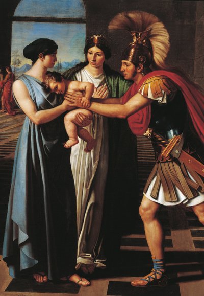 Andromache onderschept Hector bij de Scaean Poort (detail) door Ferdinando Castelli