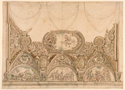 Ontwerp voor de Decoratie van het Plafond van een Kapel door Ferdinando Galli Bibiena
